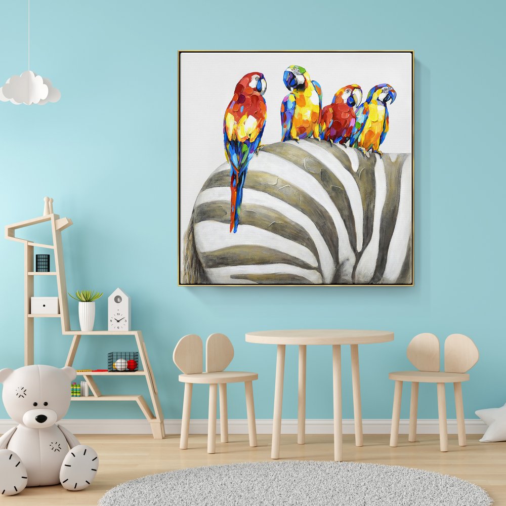 Parrots on Zebra