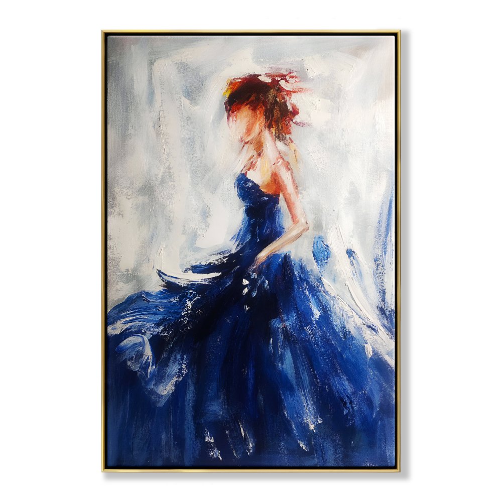 Determined Dancer in Blue Painting
