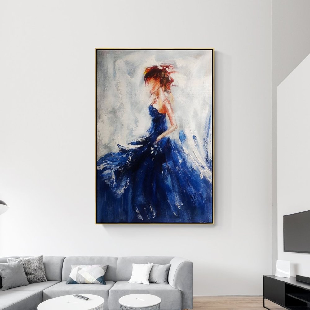Determined Dancer in Blue