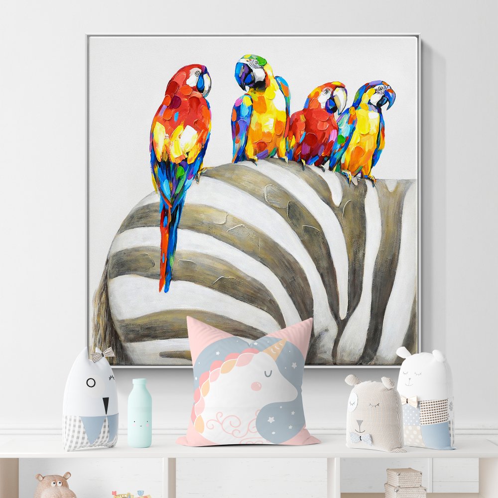 Parrots on Zebra